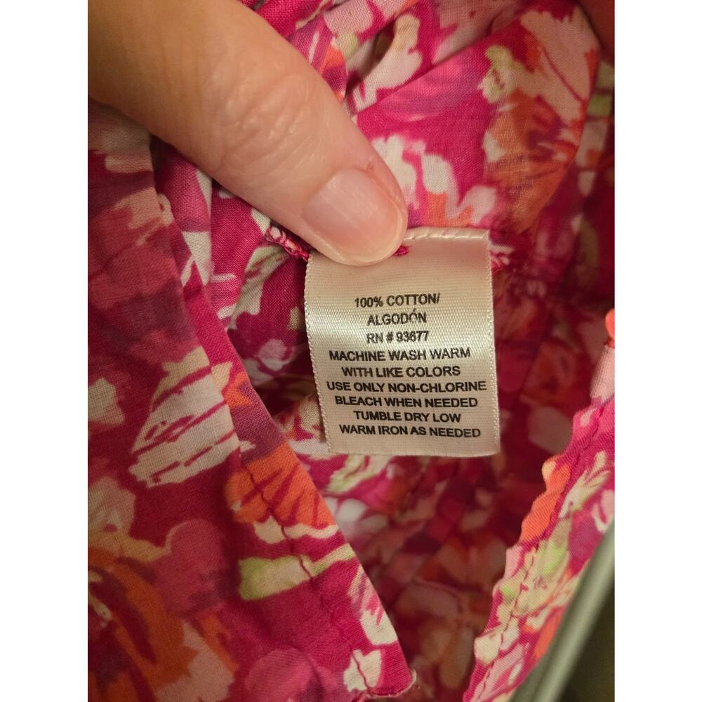 St. John’s Bay Pink Floral Short Sleeve Tie Neck Pullover Blouse - Size XL EUC - Picture 3 of 10